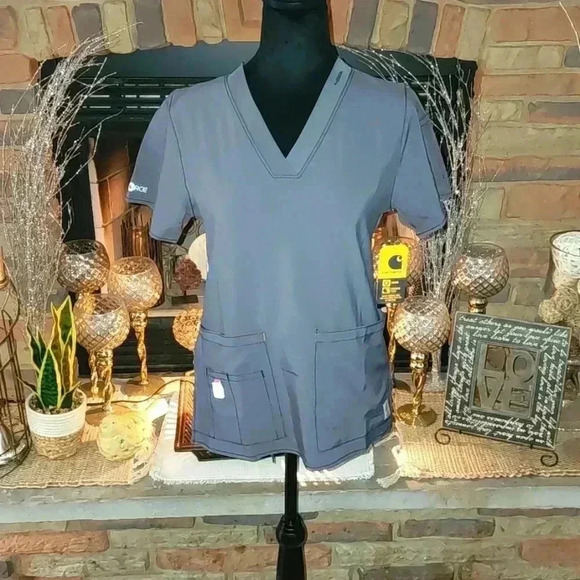 Carhartt Tops - Carhartt Womens Scrub Top Grey and Pink Trim NWT